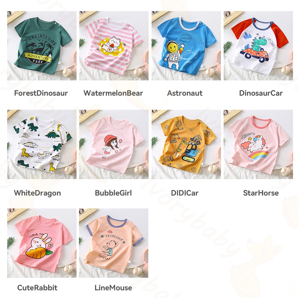 Ivorybaby Kaos baju atasan bayi anak lengan pendek Tshirt anak 0-3thn