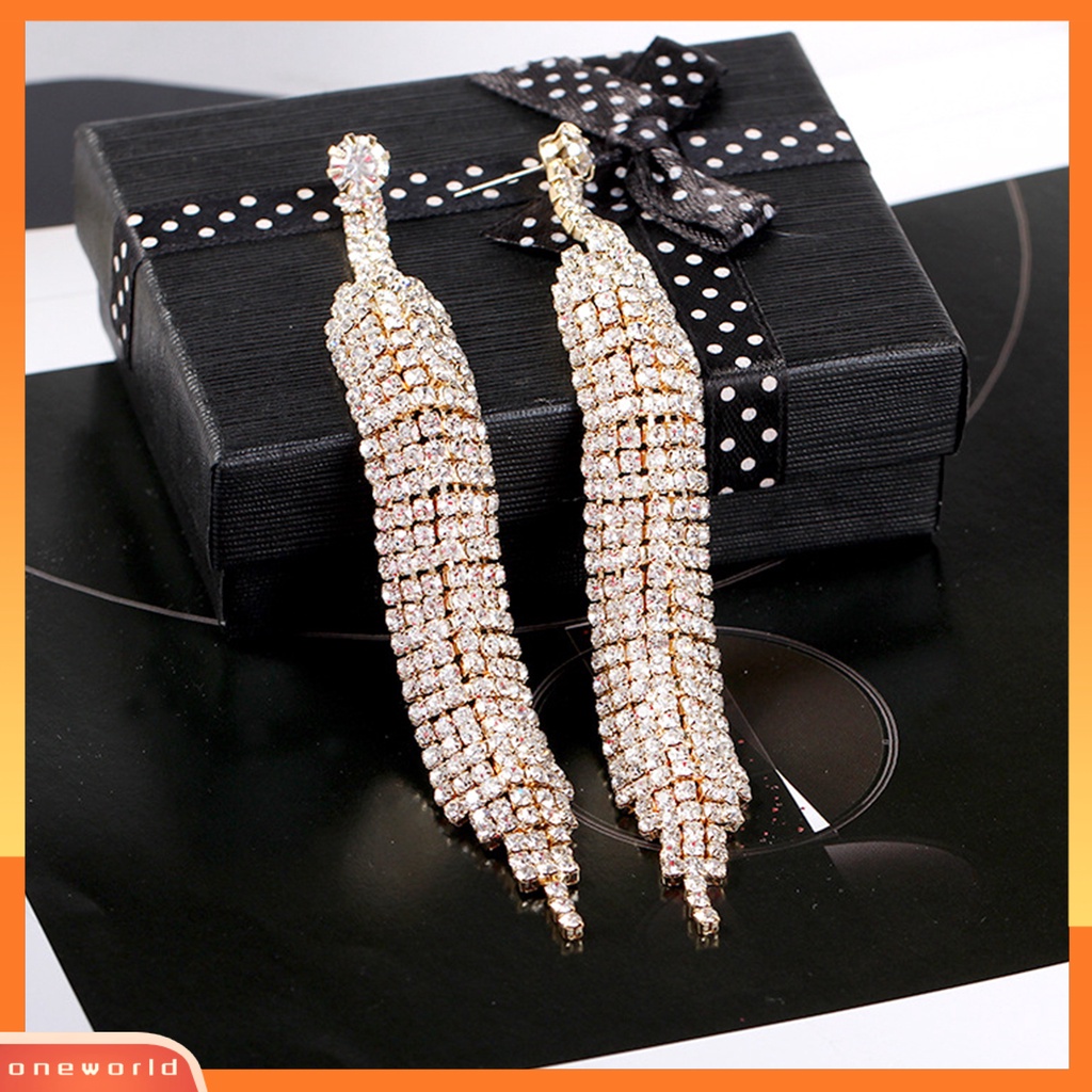 [WOD] Menjuntai Anting Rumbai Panjang Hias Temperamen Mewah Perhiasan Hadiah Aksesori Fashion Wanita Berlian Imitasi Mengkilap Pesta Drop Earrings Untuk Pacaran