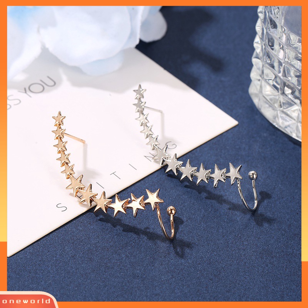 [WOD] 1pc Klip Anting Bentuk Bintang Warna Solid Ramah Untuk Kulit Anti-Cacat Indah Dekoratif Portabel Tahan Lama Ringan Wanita Stud Earrings Hadiah