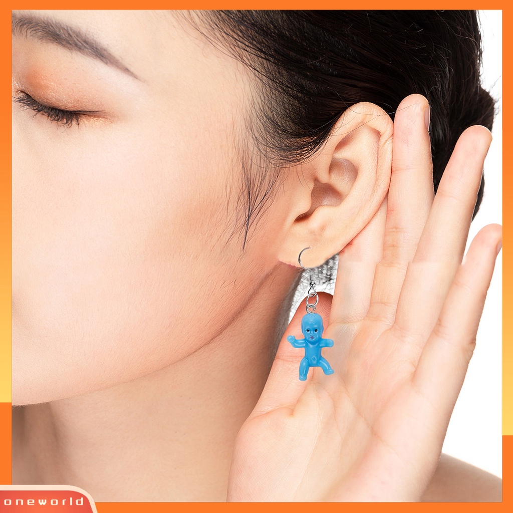 [WOD] 1pasang Anting Menjuntai Mini Realistis Buatan Tangan Hias All-match Aksesoris Baby Shower Hadiah Wanita Baby Doll Liontin Drop Earrings Klip Telinga Untuk Pakaian Sehari-Hari