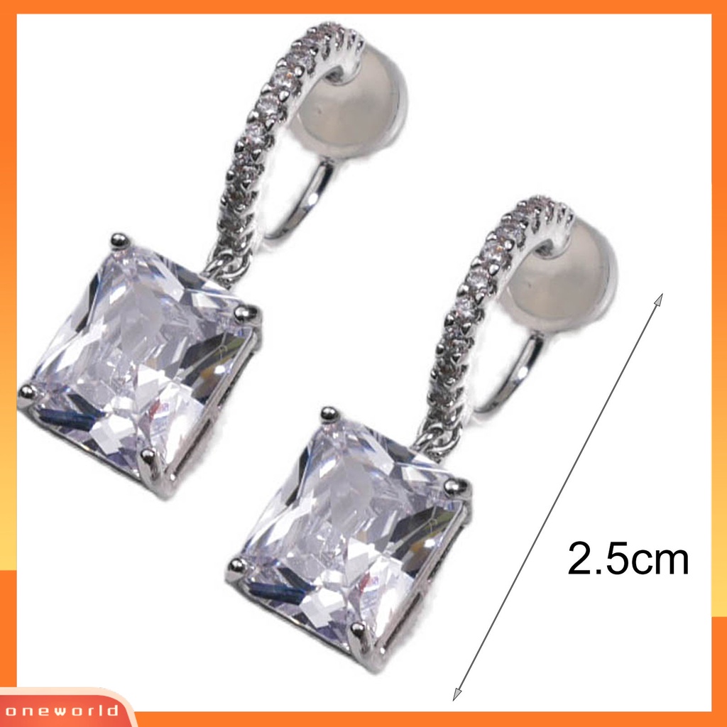 [WOD] 1pasang Anting Menjuntai Geometris Persegi Perhiasan Tahan Lama Kilau Cerah Anting Hoop Untuk Pakaian Sehari-Hari