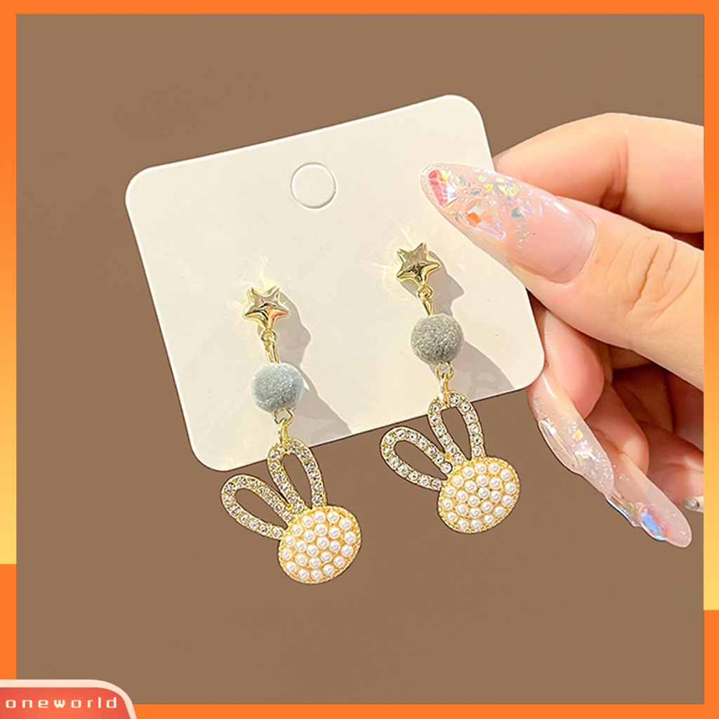 [WOD] 1pasang Anting Menjuntai Manis Berlian Imitasi Mutiara Imitasi Bintang Gaya Korea Musim Dingin Musim Gugur Lucu Kelinci Pompom Stud Earrings Untuk Pacaran