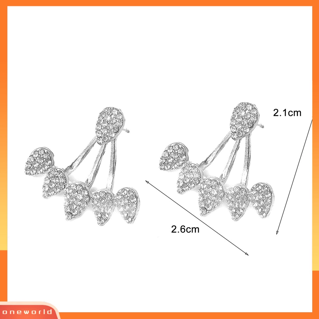 [WOD] 1pasang Tindik Menawan Wanita Anting Depan Belakang Gantung Jenis Tetesan Air Berlian Imitasi Telinga Studs Perhiasan Aksesori