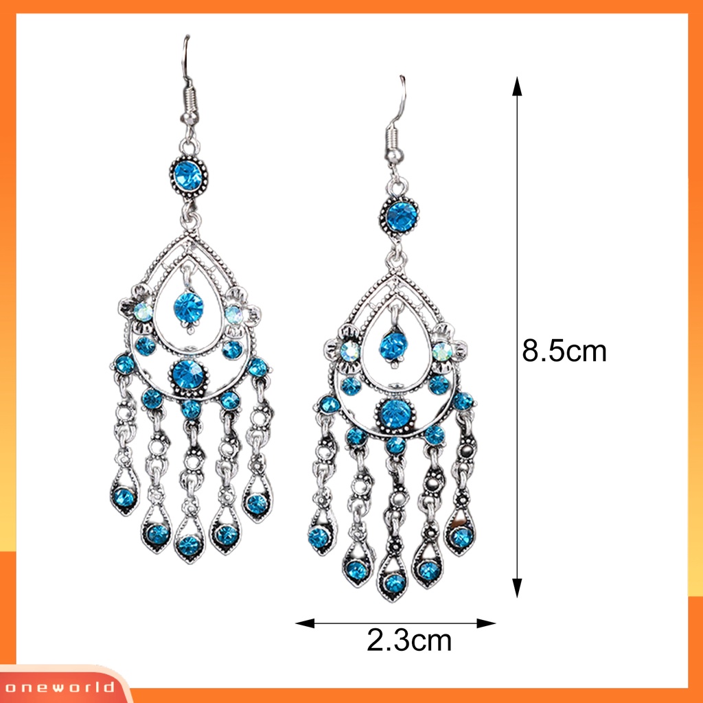 [WOD] 1pasang Anting Menjuntai Klasik Hias All-match Anting Bohemian Vintage Multilayer Berlian Imitasi Gaya Etnik Untuk Pacaran