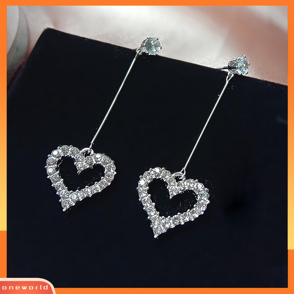 [WOD] Anting Tusuk Bentuk Hati All Matching Alloy Fancy Stud Pendant Untuk Hari Kasih Sayang