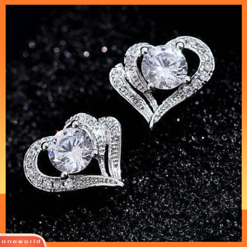 [WOD] 1pasang Anting Wanita Berbentuk Hati Fashion Perhiasan Alloy Woman Ear Studs Jewelry Gift Untuk Pesta