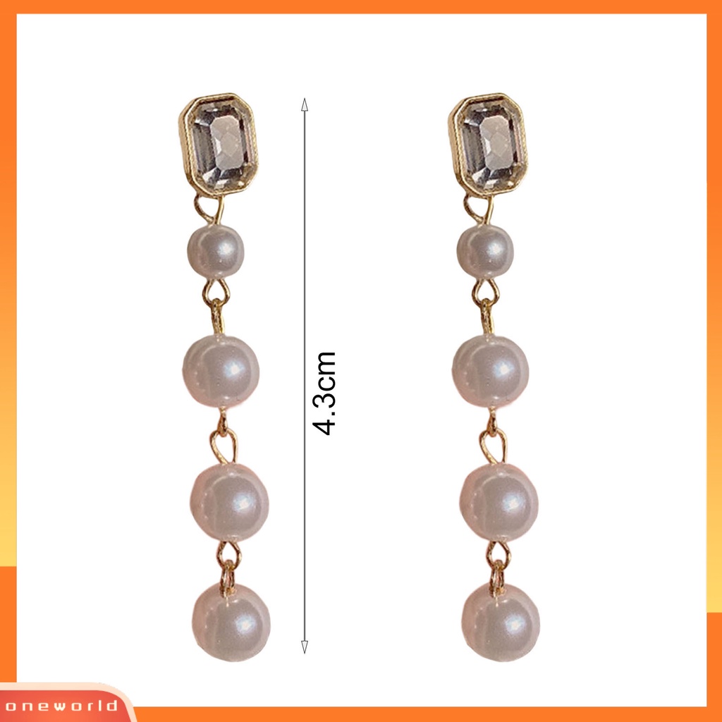 [WOD] 1pasang Bentuk Awan Berlian Imitasi Tindik Wanita Anting Hati Mutiara Imitasi Menjuntai Anting-Anting Perhiasan Aksesori