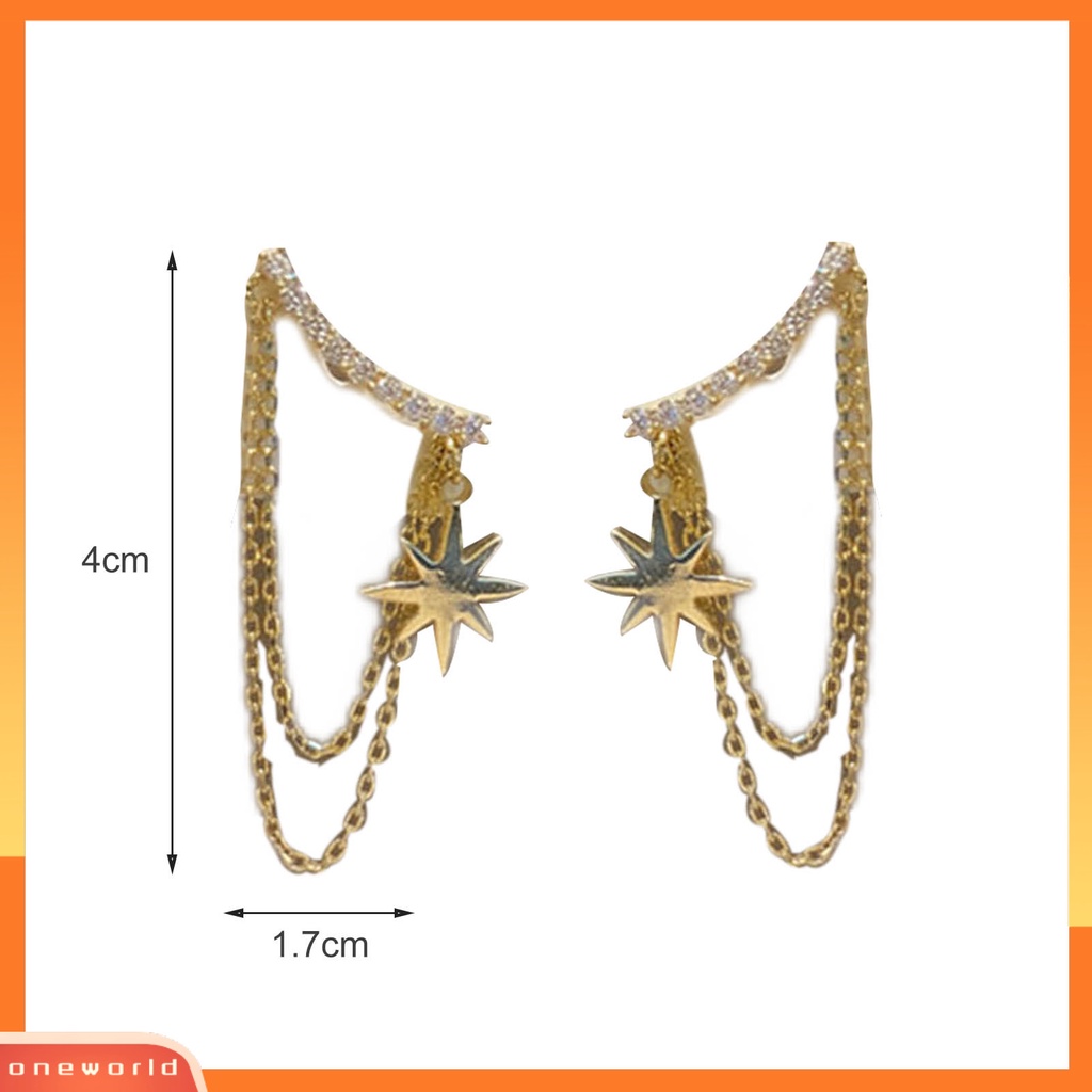 [WOD] 1pasang Anting Wanita Rumbai Bintang Perhiasan Berlian Imitasi Bersinar Menjuntai Anting Untuk Pesta Cocktail