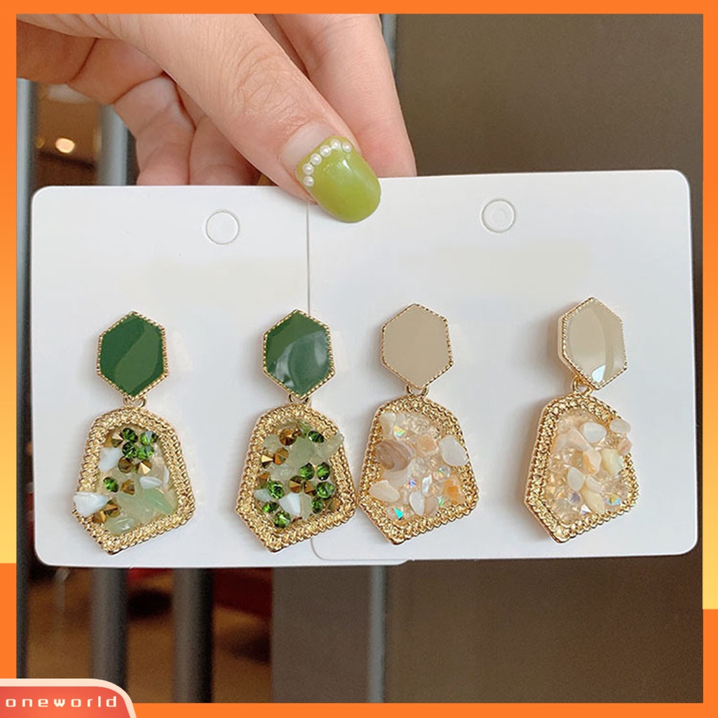 [WOD] Anting Tetes Penampilan Elegan Mulia Perhiasan Aksesoris Retro Anting Stud Batu Alam Untuk Pesta