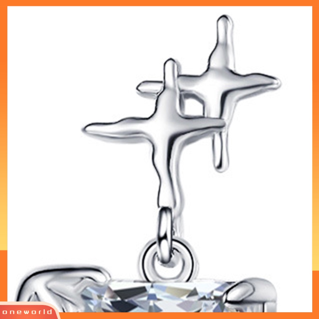 [WOD] 1pasang Drop Earrings Berlian Imitasi Chic Mencegah Alergi Perhiasan Pengantin Wanita Anting Perlengkapan Pernikahan