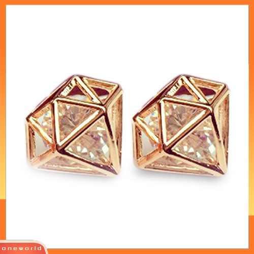 [WOD] Wanita Cubic Zirconia Berongga Telinga Studs Earrings Pesta Pernikahan Fashion Perhiasan