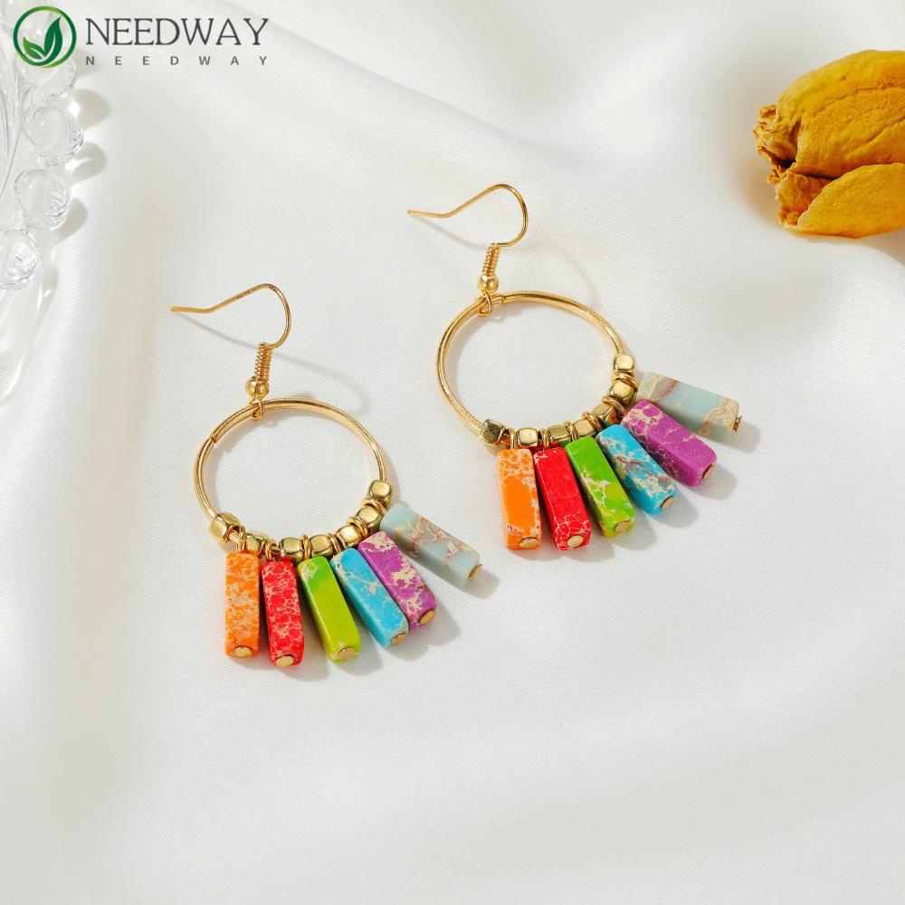 Needway Rainbow Anting Fashion Wanita Manis Awan Alloy Gaya Boho Perhiasan