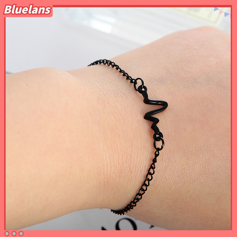 [BLS] Sederhana Unisex Electrocardiogram Pesona Adjustable Gelang Pasangan Pergelangan Tangan Perhiasan