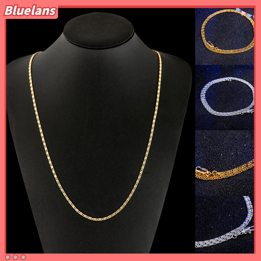 [BLS] 16-30 inch 2mm Keren Wanita Pria Flat Link Rantai Kalung Fashion Perhiasan Aksesori