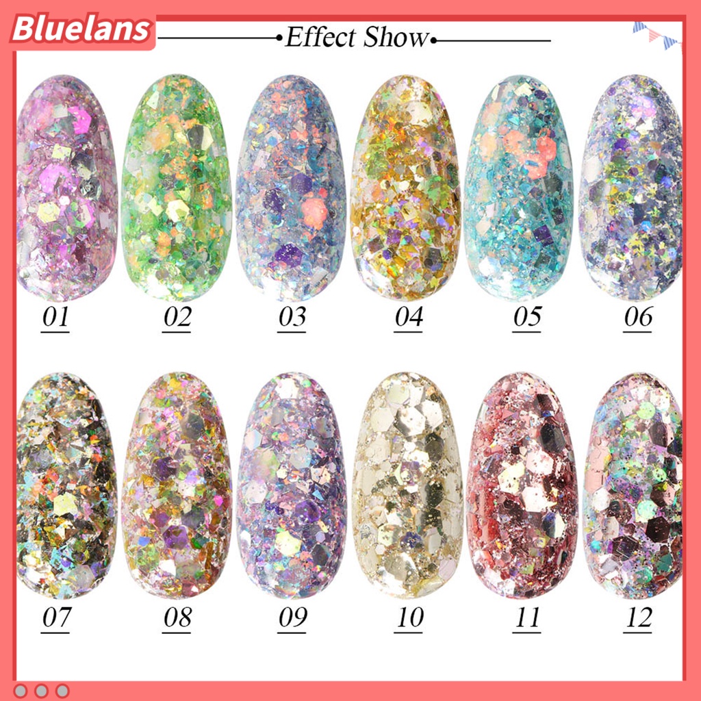 [BLM] Glitter Kuku Bentuk Tidak Teratur Hologram Fashion Laser Sequin Bubuk Untuk Pesta