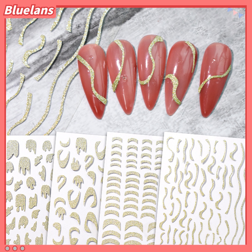 [BLM] Stiker Kuku Tidak Luntur Efek 3D Ultra Tipis Swirl Stripe Tape Winter French Graphic Slider Decor Untuk Manicure