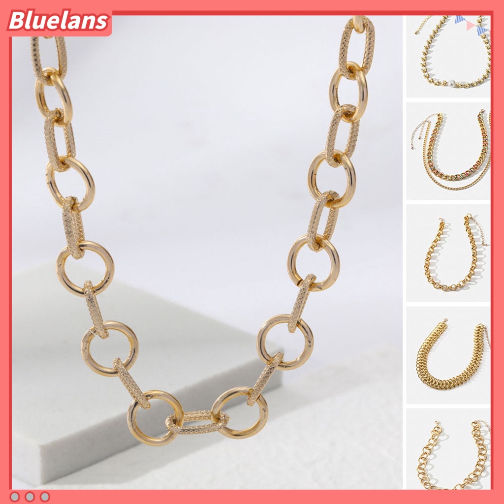 [BLS] Kalung Dewasa Multi-layer Punk Hip-hop Lapis Emas Hypoallergenic Fashion Perhiasan Alloy Pria Wanita Kaitan Rantai Kalung Untuk Harian