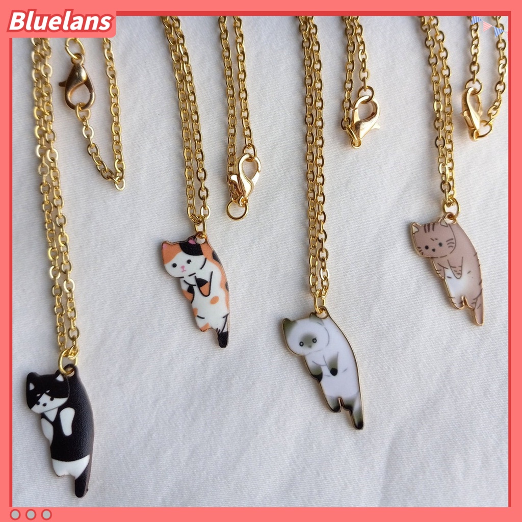 [BLS] Wanita Kalung Elegan Gantung Cantik Anti Gores Kokoh Pakaian Sehari-Hari Alloy Kucing Lucu Rantai Kalung Perhiasan Aksesori