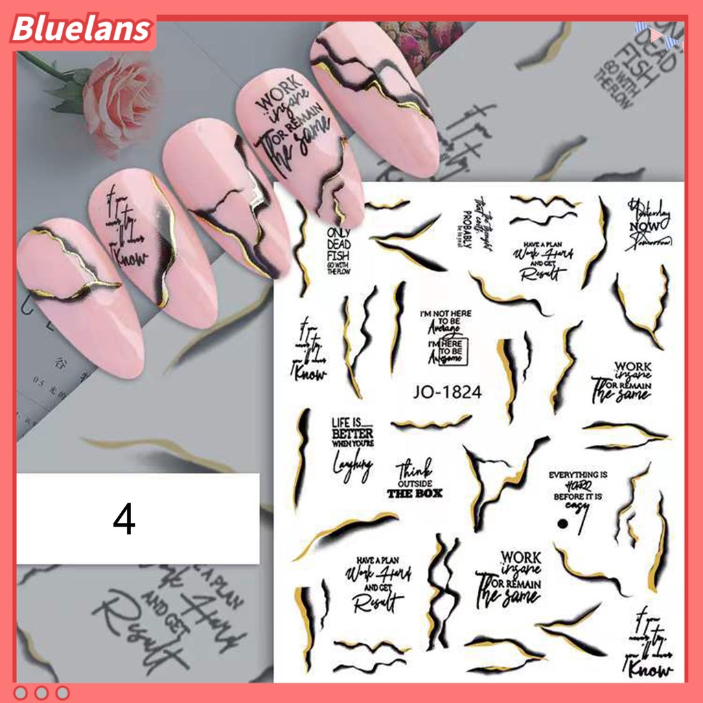 [BLM] Stiker Kuku Indah DIY Ringan Motif Marmer Stiker Kuku Emas Untuk Wanita