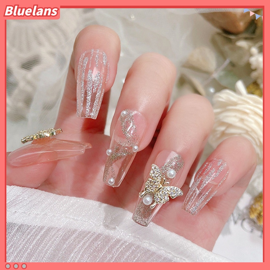 [BLM] Hiasan Kuku Kupu-Kupu Hias Tahan Jatuh DIY Nail Art Zircon Mewah Halus Manicure Butterfly Charms Perlengkapan Kuku