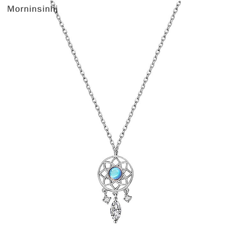 Mornin Indah Moonstone Dream Catcher Element Kalung Wanita Warna Perak Liontin Kalung Rumbai Liontin Hadiah Anniversary Perhiasan id