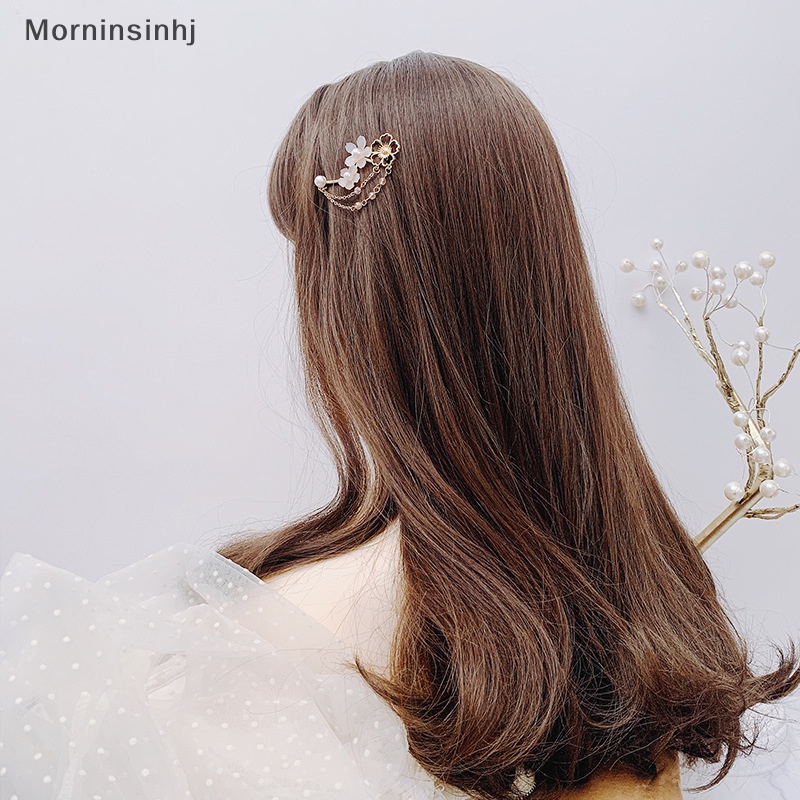 Mornin Mutiara Manis Bunga Sakura Jepit Rambut Merah Muda Hiasan Kepala Logam Akrilik Jepit Rambut id