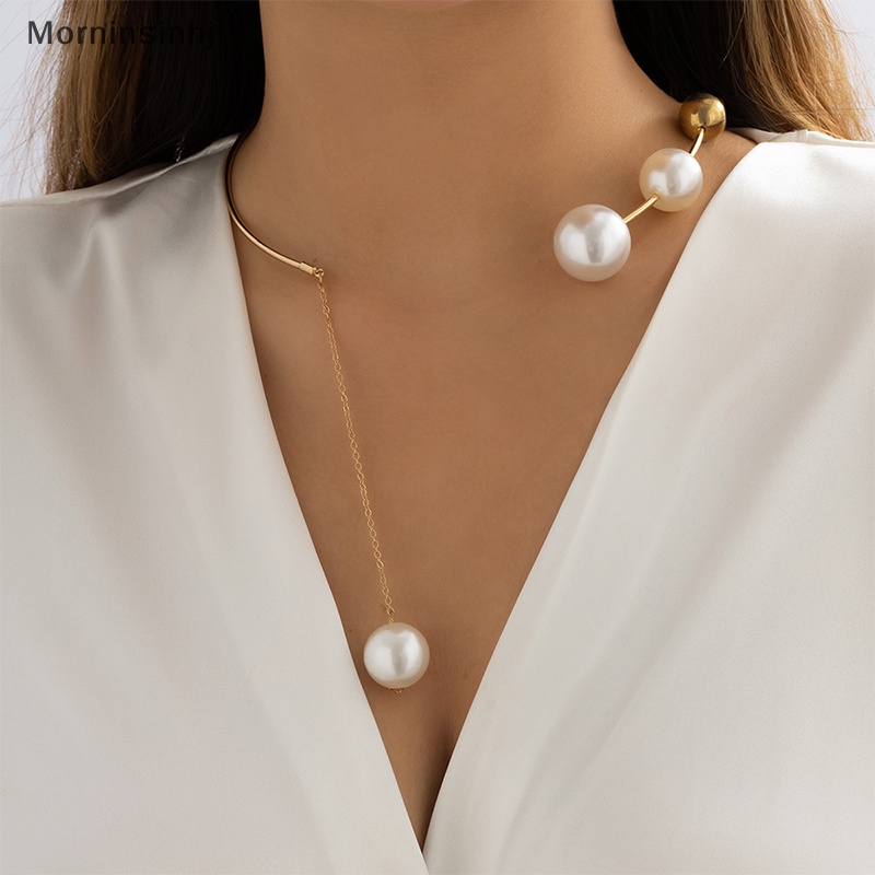 Mornin Elegan Pembukaan Adjustable Mutiara Choker Kalung Rantai Klavikula Fashion Kalung Untuk Wanita Perhiasan Pernikahan Kerah id