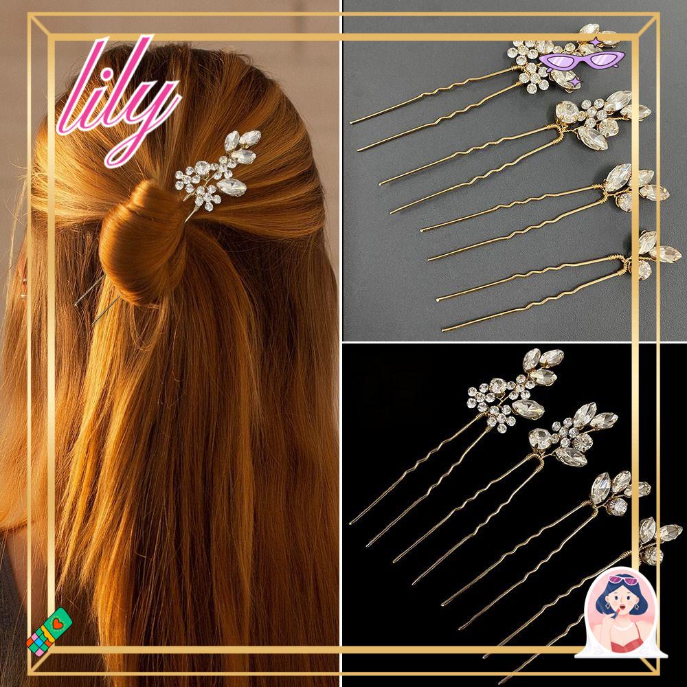 Lily 4Pcs /Set Bunga Hair Pin Handmade Bridesmaids Garpu Rambut Pernikahan Sisir Rambut