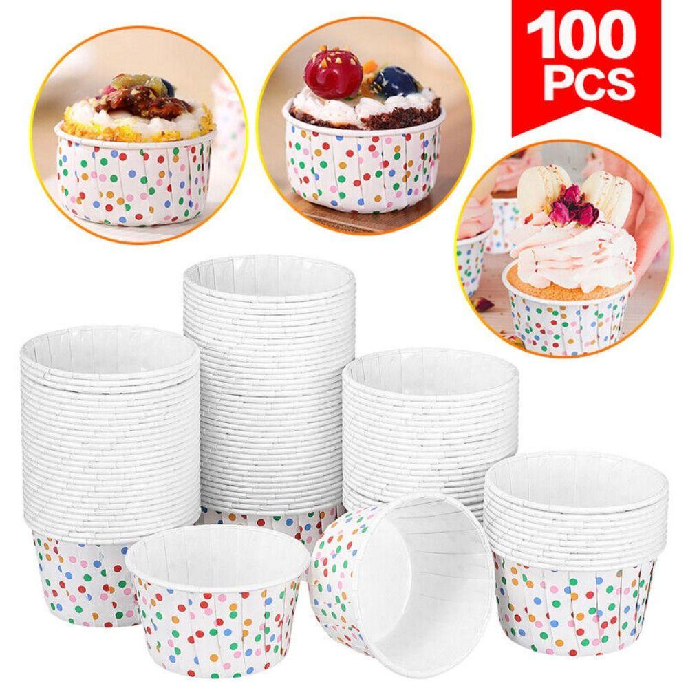 R-FLOWER 50 /100Pcs Cupcake Paper Cups DIY Coated Cake Liner Cetakan Kue Muffin Cupcake Liners