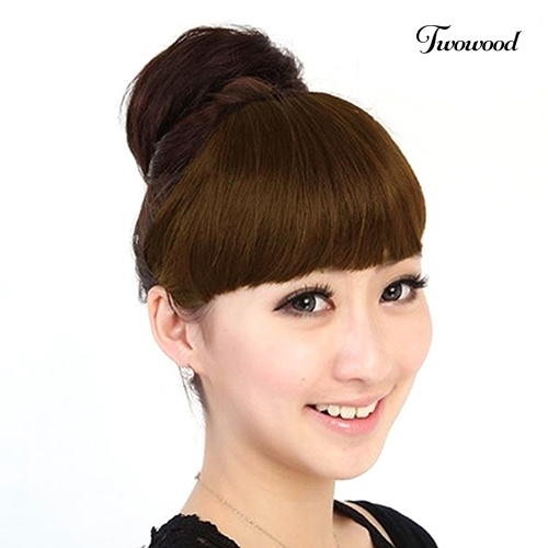 Twowood Wanita Gadis Kecantikan Klip Di Rambut Depan Rapi Bang Lurus Fringe Hair Extension