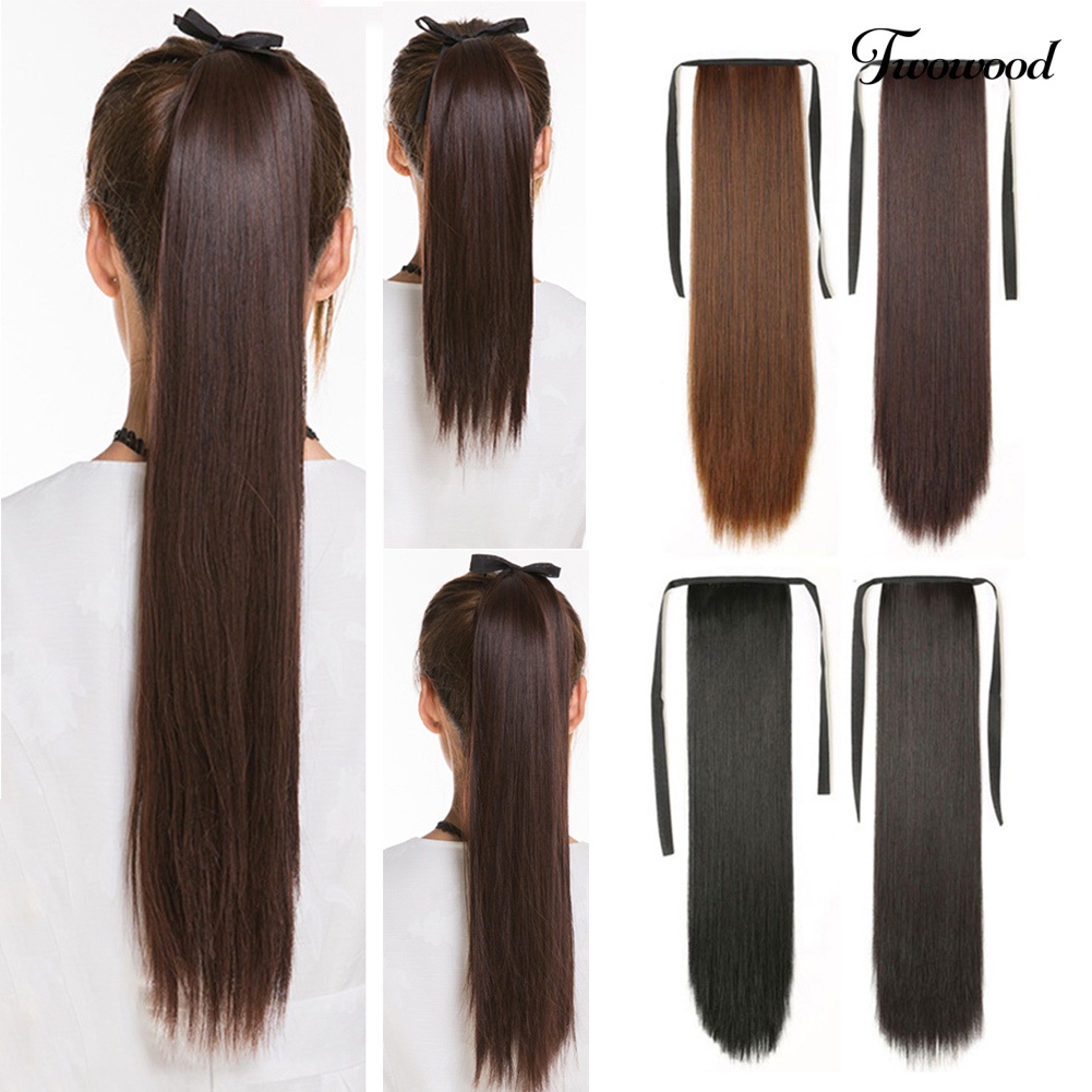 Twowood 45/55 /65cm Wanita Panjang Lurus Wig Ponytail Hair Extension Cosplay Sopak