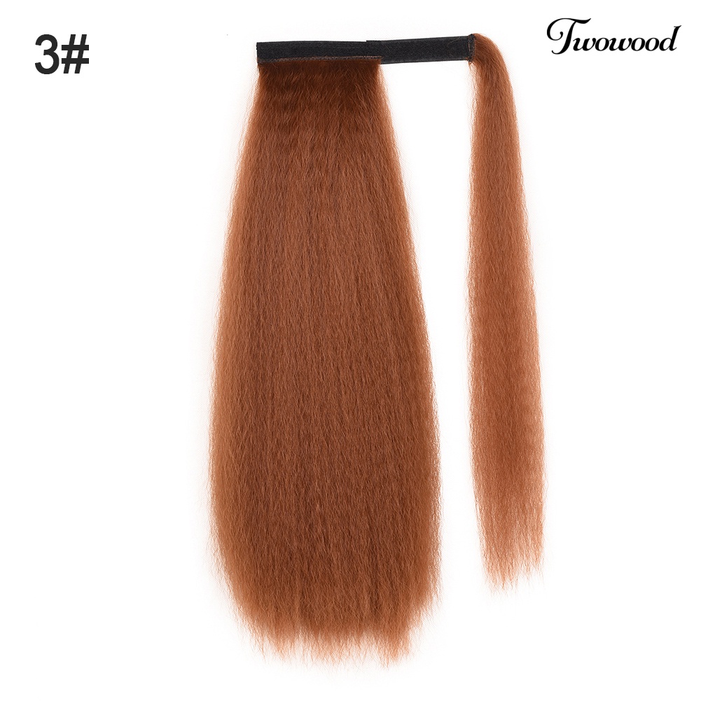 Twowood 55cm Wanita Berbulu Panjang Sintetis Pony Tail Afrika Wig Rambut Ekstensi Sopak