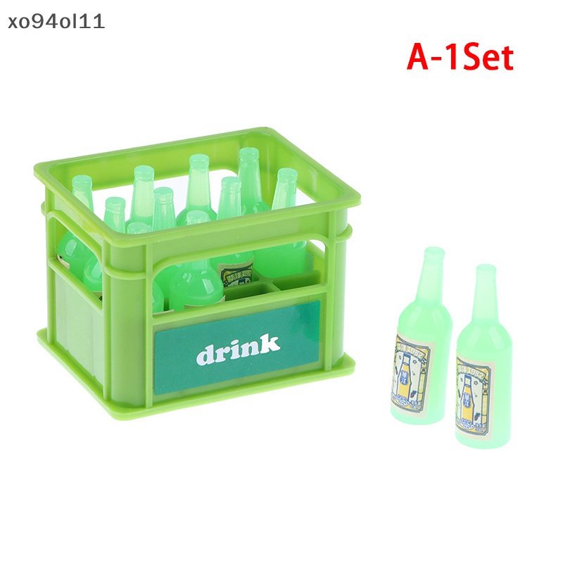 Xo 1Set 1:12 Rumah Boneka Miniatur Soda Drink Drinks Botol Dengan Kotak Mini Food Modle Dekorasi Dapur Mainan Aksesoris Rumah Boneka OL