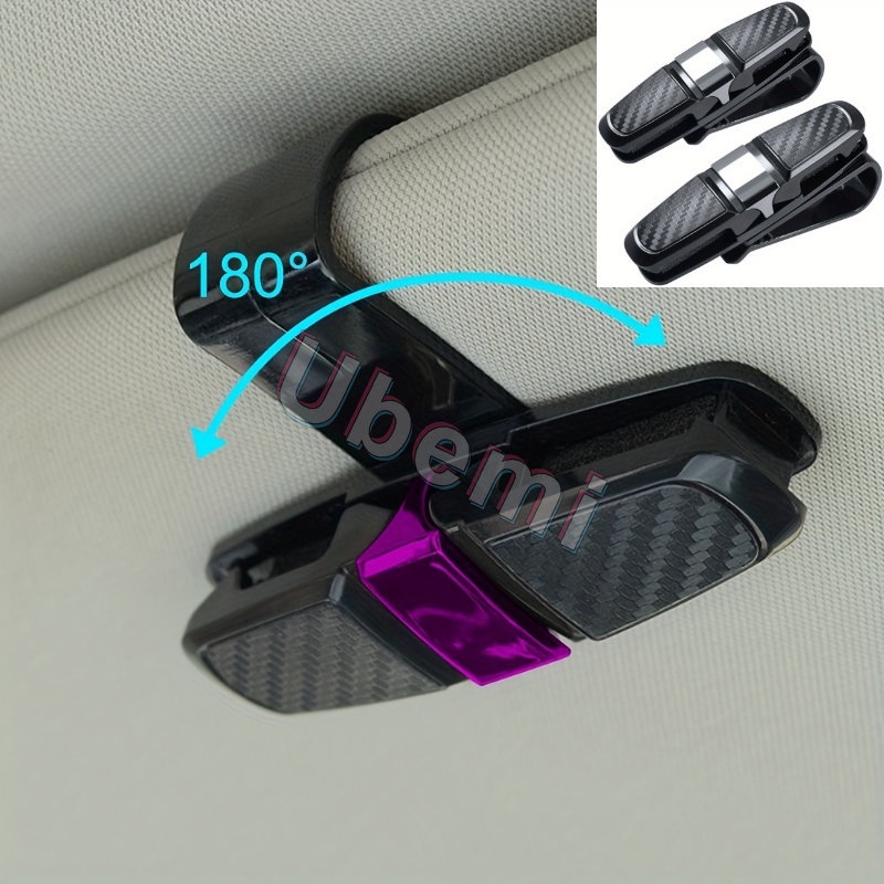 2pcs Tempat Kacamata Untuk Pelindung Matahari Mobil, Sunglasses Eyeglasses Mount Dengan Klip Kartu Tiket - Silver/Black