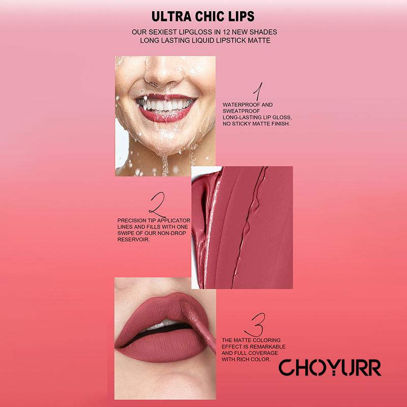 【COD】Lip Gloss Beludru Matte Lip Gloss Tidak Memudar Lipstik Pelembab Tahan Lama-CH