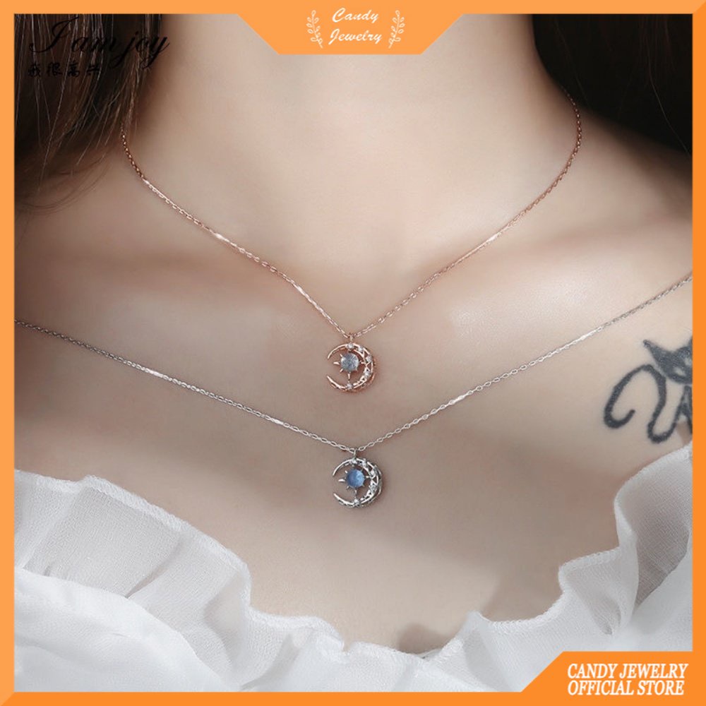 Versi Korea Dari Aurora Kalung Bulan Bintang Dirancang Oleh Perempuan Niche Bulan Liontin Cahaya Mewah Angin Dingin Kerah Rantai Kalung Perempuan Permen Perhiasan