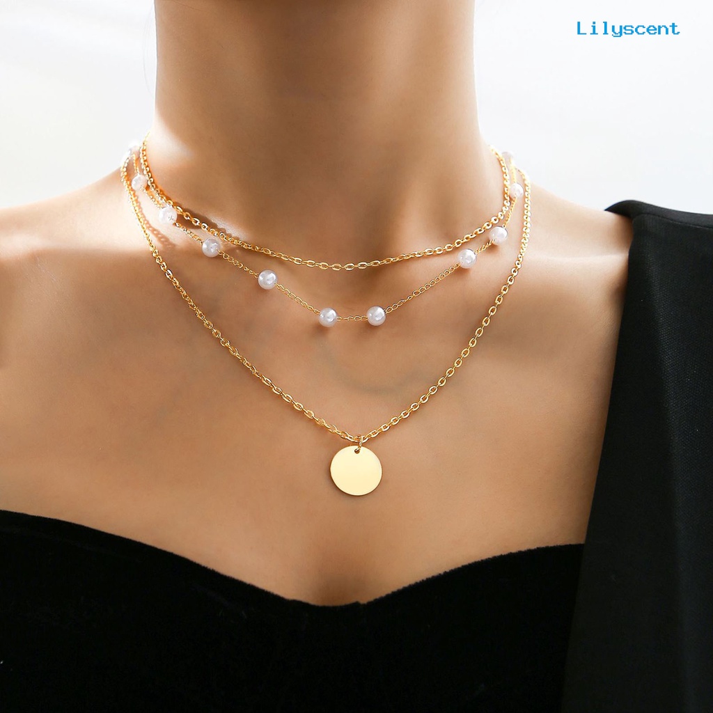 [LS]3Pcs Ladies Necklaces Retro Electroplating Adjustable Extension Rantai Lapis Emas Kalung Perhiasan Aksesori