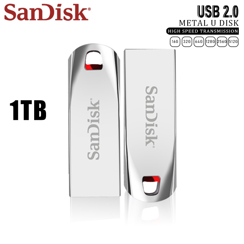 Flashdisk Flash SanDisk USB High speed 1TB 512GB Metal Memory Stick USB 2.0 Flash Disk U Stick Penyimpanan Flashdisk OTG