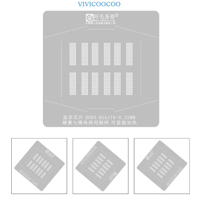 Vivi BGA Reballing Stensil Pemanas Langsung Solder Steel Template Untuk DDR5 BGA170