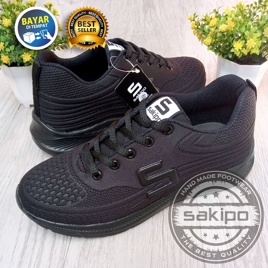 PROMO BTS KEMBALI SEKOLAH !! SEPATU SEKOLAH HITAM POLOS MEREK SAKIPO SD SMP SMA SMK KULIAH / SEPATU BERTALI ANAK SEKOLAH WARNA HITAM  / SEPATU JOGGING RINGAN DI PAKAI / SEPATU KULIAH / SAKIPO