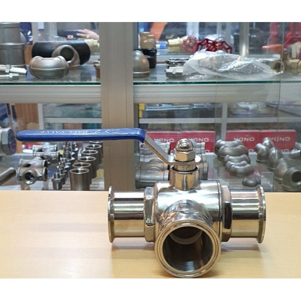 ball valve Three way sanitary 1&quot; inch Foodgrade Ss304