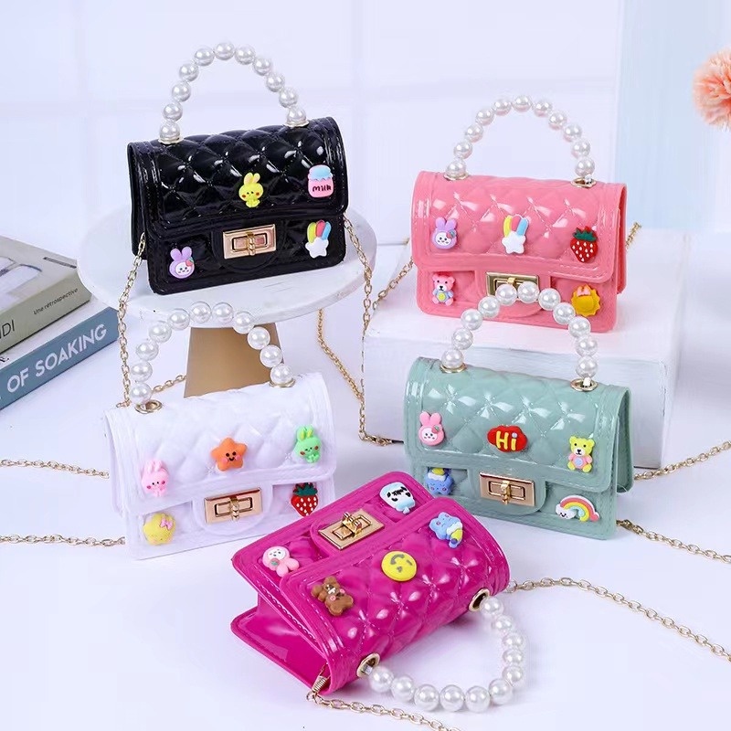 Tas Selempang mini jelly motif karakter sticker lucu fashion wanita