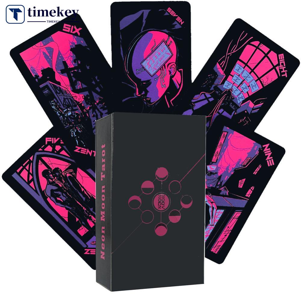 Timekey 5jenis Neon Moon Tarot Deck Ukuran Saku Dengan Tuck Box Kartu Tarot Untuk Takdir Papan Permainan Ramalan Dek Ramalan D1Z7