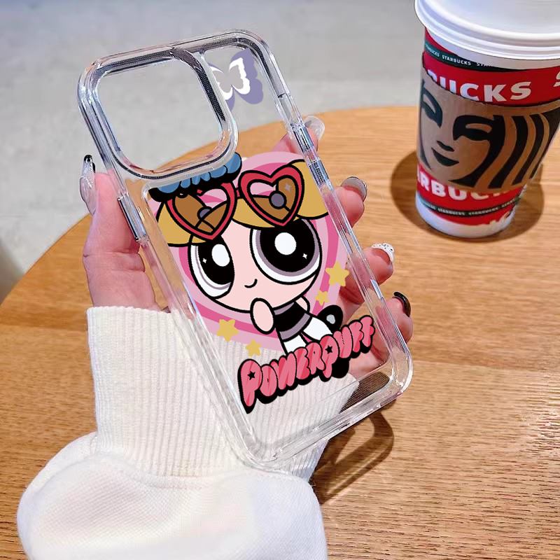 The Powerpuff Gadis Kartun Mewah Transparan Cover Pelindung Untuk Iphone14 13 12 11 Pro Max Plus Mini Case Untuk iPhone X XS Max XR Shockproof Soft Bumper Belakang Keras