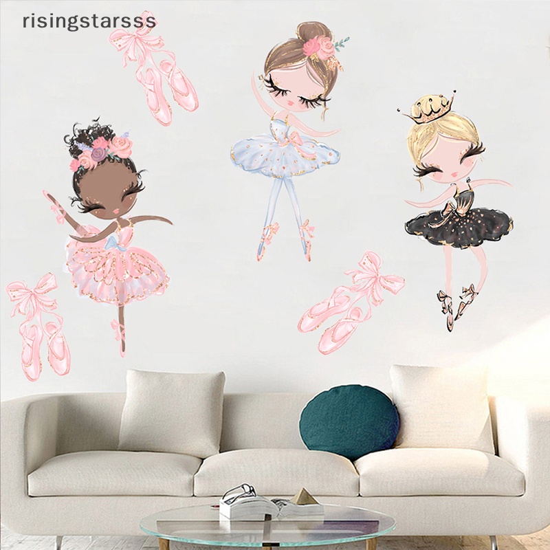 Rsid Span-new Balet Dancer Stiker Dinding Untuk Kamar Anak Kartun Gadis Stiker Dinding Dekorasi Ruang Tamu Kamar Tidur Latar Belakang Dekorasi Dinding Jelly