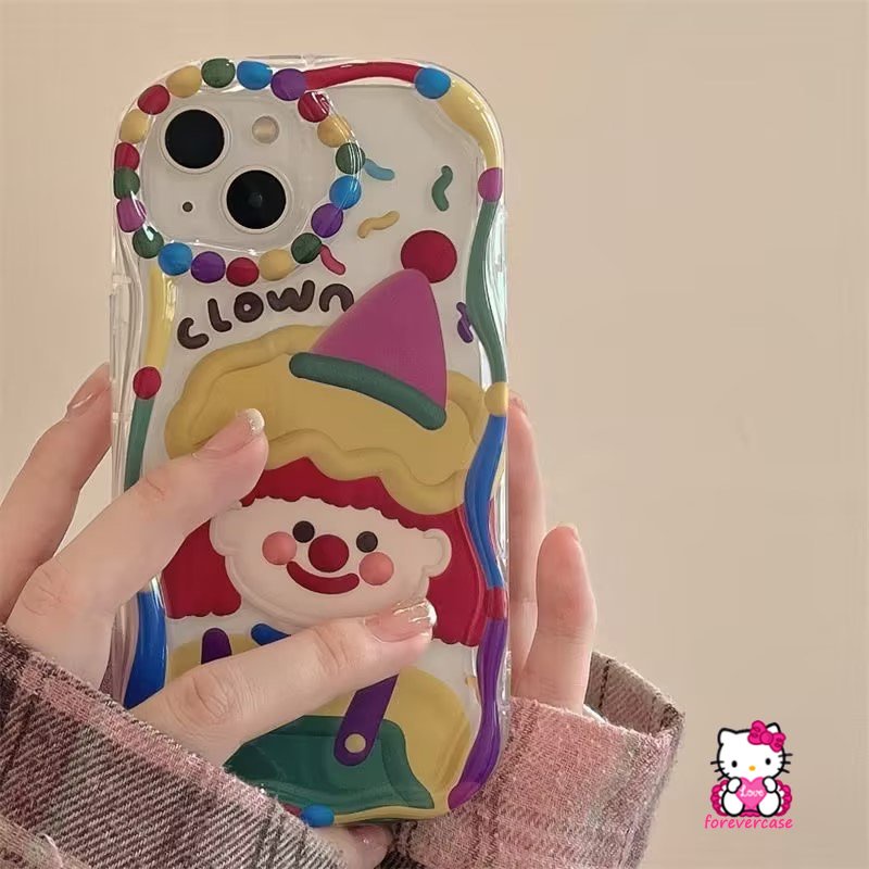 Case Badut Lucu Imut Untuk VIVO Y36 Y31 Y35 Y12 Y21 Y20 Y15s Y16 Y22 Y15 Y12i Y11 Y12s Y30 Y15A Y91C Y02 Y33s Y20i Y95 Y17 Y22s Y51 Y91 Y51A Y21s 3D Wavy Curved Edge Soft Cover
