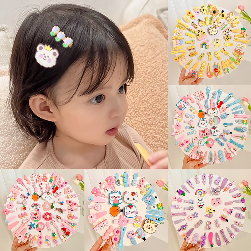 [14pcs /20styles]Fashion Gadis Lucu Bunga Buah Warna Hair Clip Set Korea Manis Hit Color Hairpin Perhiasan Aksesoris Rambut Hadiah