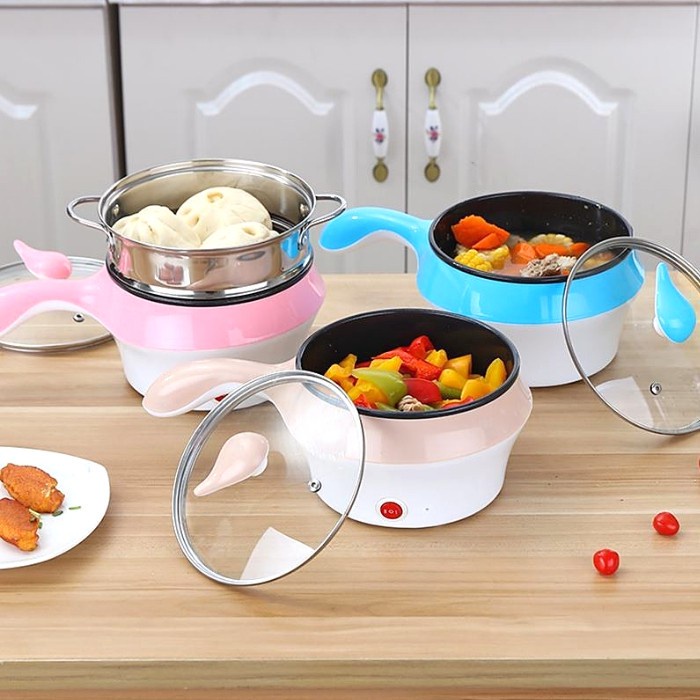 SM- Panci Listrik keramik 2 layer Multifunctional electric fry pan mini