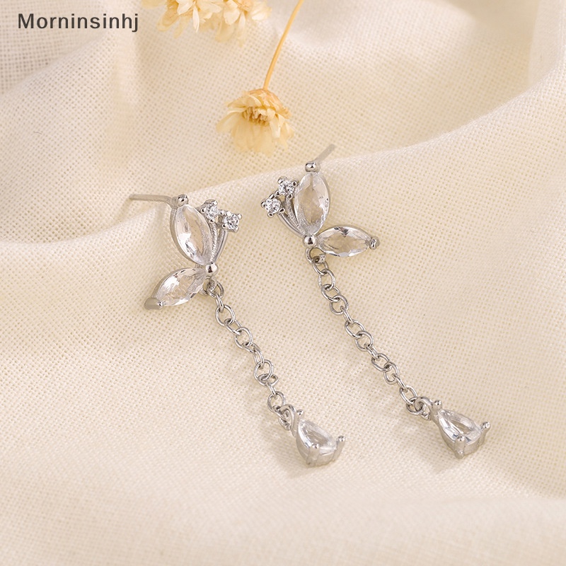 Mornin Fashion Kupu-Kupu Rumbai Drop Anting-Anting Untuk Wanita Trendi Zirkon Mengkilap Menjuntai Anting Perhiasan Gadis Hadiah Pesta id