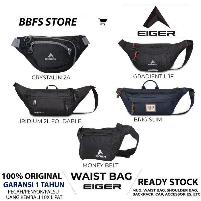 EIGER Original waist bag gradient L 1F tas pinggang garansi 1 tahun